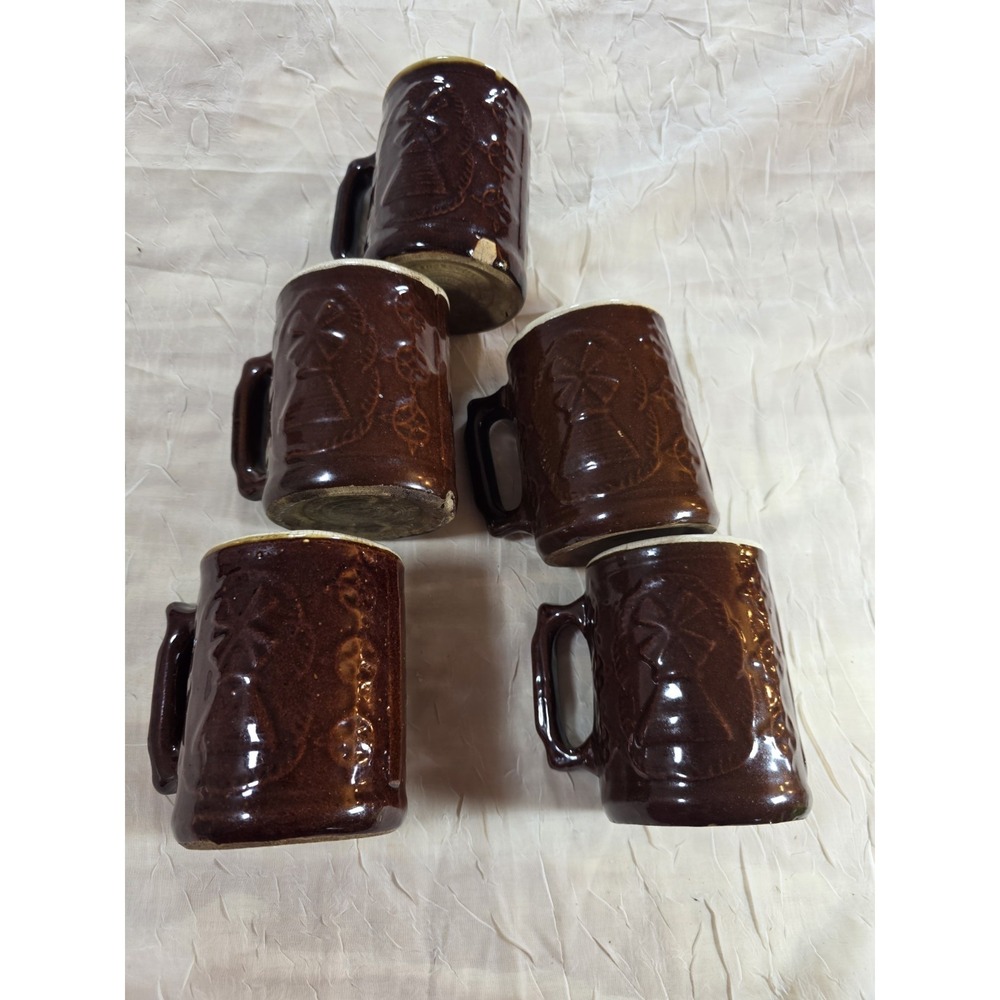 Crooksville O Burley Winter Pottery Company Set of 5 Mugs- Vintage